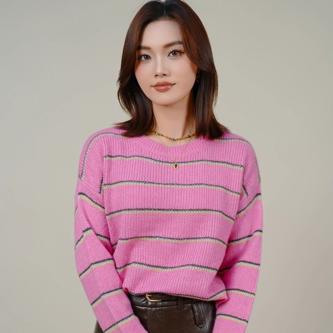 特价SANER欧洲站2025秋冬新款女824449韩系条纹圆领舒适棉羊毛衣,女装/女士精品,毛针织衫,淘宝优惠券,粉丝福利购,淘宝优惠卷