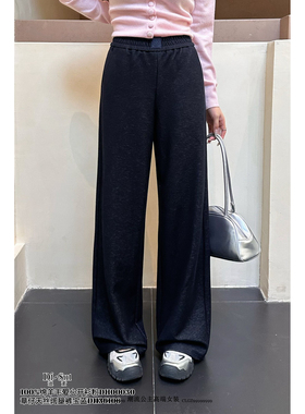 现货特价DI-SUI正品2025秋冬女装36106休闲风章仔天丝松紧腰长裤
