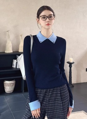 DI-SUI欧韩站2025秋冬新款女装00526撞色领棉羊毛修身版型小上衣