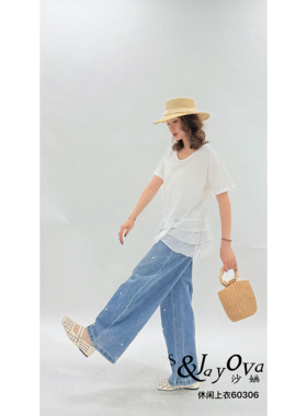 FMF正品2026春夏新款S&Jayova女装60306圆领宽松网纱裙摆短袖