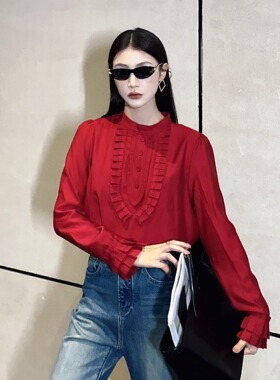 现货秒杀DI-SUI欧货2025秋冬新女装29031纯色蕾丝边百搭气质小衫