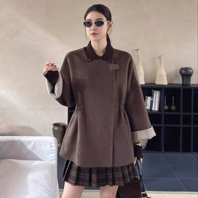 山羊绒羊毛收腰气质外套