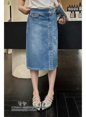 DI-SUI欧洲站2026夏季新款女装02020设计口袋显瘦洗水牛仔半身裙