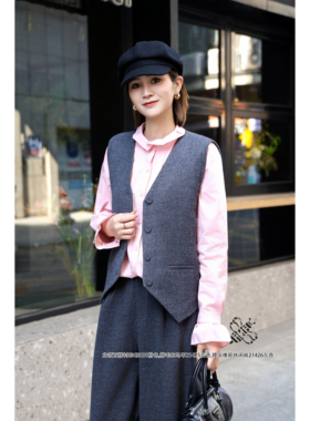 S Jayova秋冬欧韩站FMF2025新款女装21425西装拼毛通勤风马甲