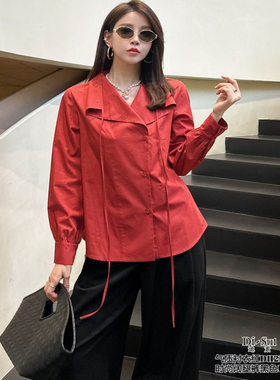 特价DI-SUI正品2025秋冬女装21148设计感绑带宽松简约高级感小衫