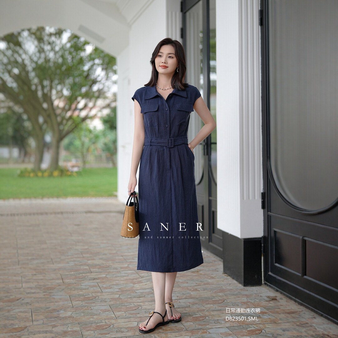 特价SANER女装2025夏季新款823501韩版宽松无袖日常通勤连衣裙