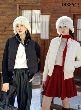 定制DI-SUI正品2025秋冬新款女装38547羽绒拼接针织精致保暖外套