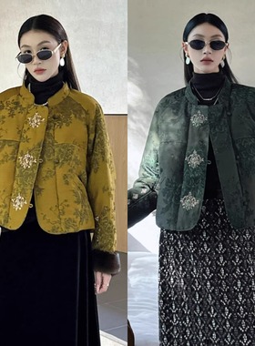 定制DI-SUI欧韩2025秋冬新款女装08522水貂毛鹅绒繁华国风棉外套