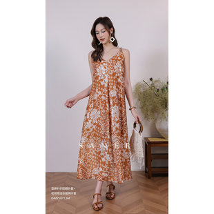 SANER正品2026夏季新款女装825871亚麻针织开衫碎花连衣裙套装