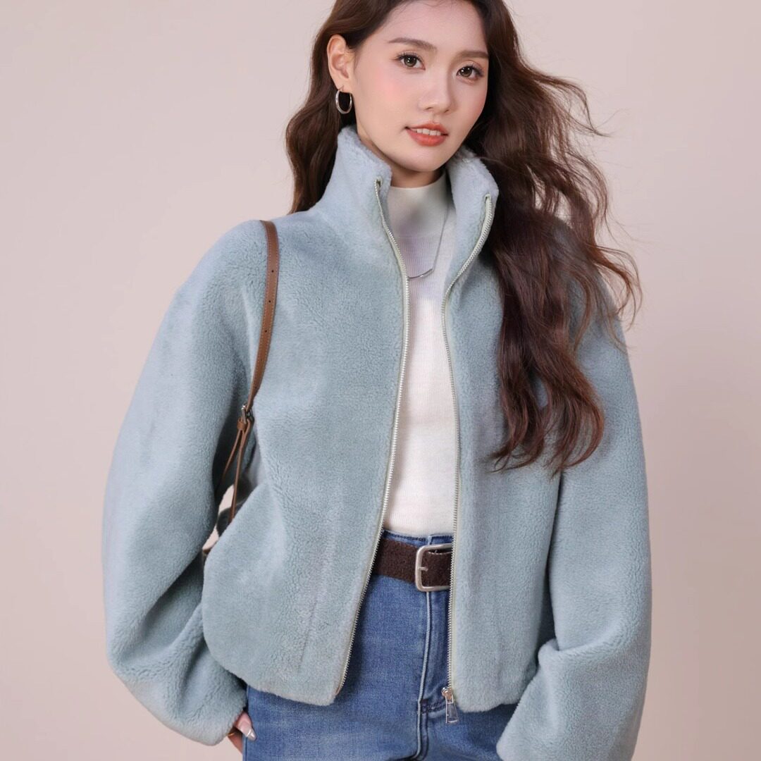 SANER老钱风软糯羊毛皮毛外套