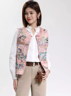 定制FMF欧韩2025新款女装S Jayova秋冬10802绣花小众国风马甲