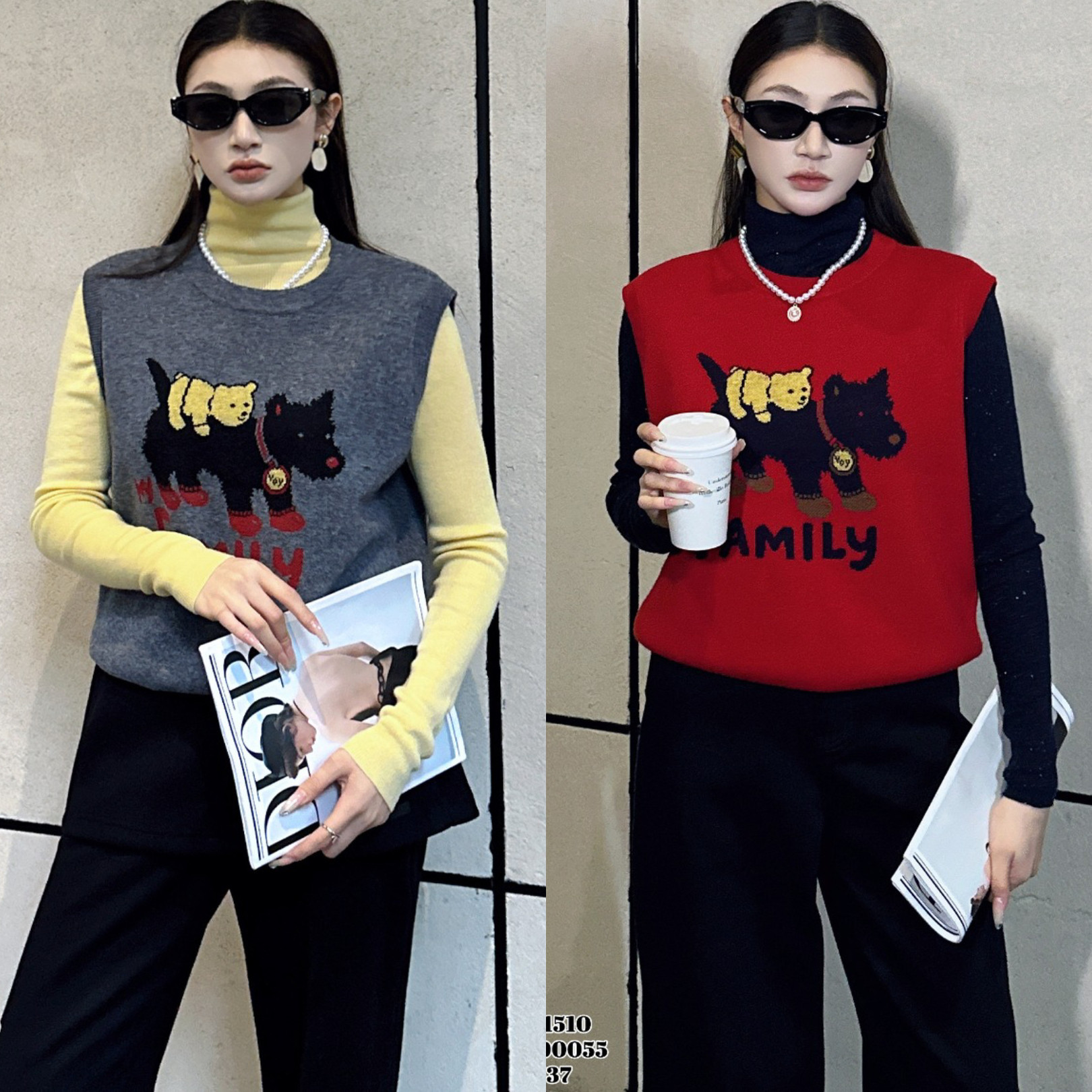 DI-SUI欧韩站2025秋冬新款女装01510羊毛卡通百搭款针织马甲,女装/女士精品,毛针织衫,淘宝优惠券,粉丝福利购,淘宝优惠卷