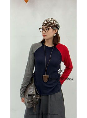 特价FMF欧货2025新款女装S Jayova秋冬10503圆领撞色休闲上衣
