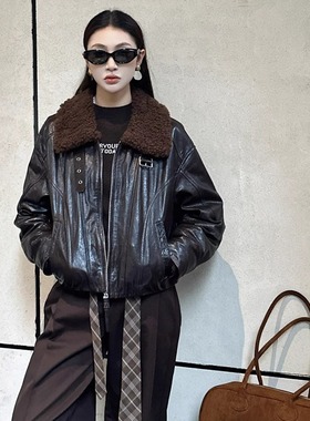 定制DI-SUI欧韩2025秋冬新款女装08529真皮羊羔毛羽绒时尚外套