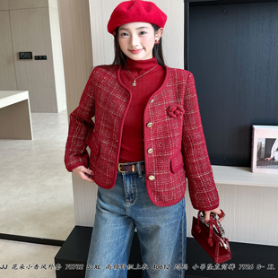 潮流公主JJ欧货2025秋冬新款女装70732小香风花朵金线优雅短外套