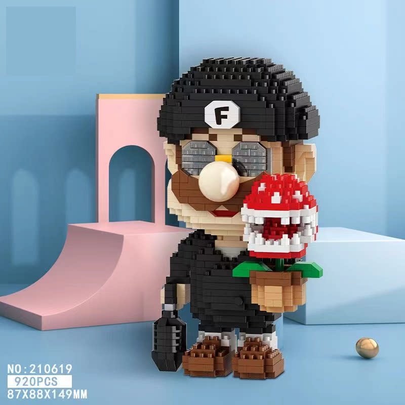 这个杀手不太冷马里奥超级杀手公仔盲盒兼容乐高积木拼装玩具摆件