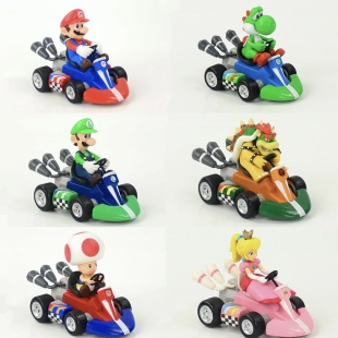 超级玛丽奥赛车耀西路易青龙猩猩耀西火龙车手办盲盒游戏摆件玩具