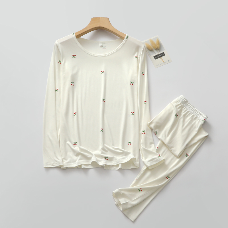 长袖女碎花莫代尔保暖套装