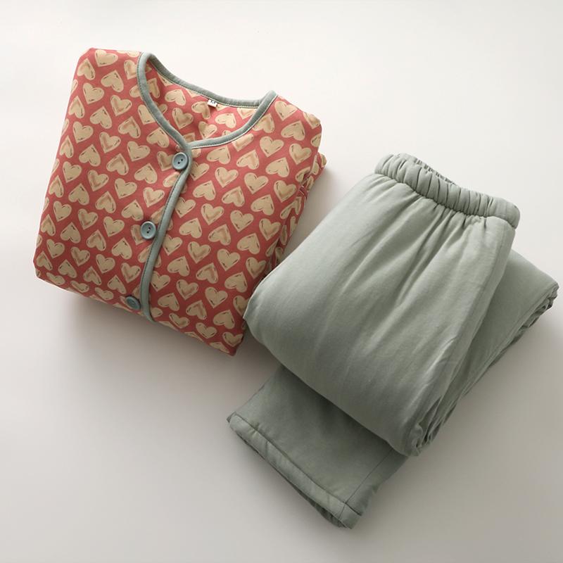 爱心空气棉睡衣棉袄棉裤女AB