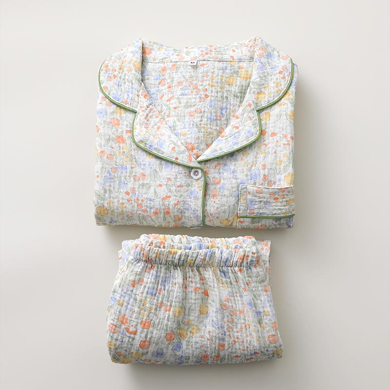 碎花睡衣女纯棉纱布薄