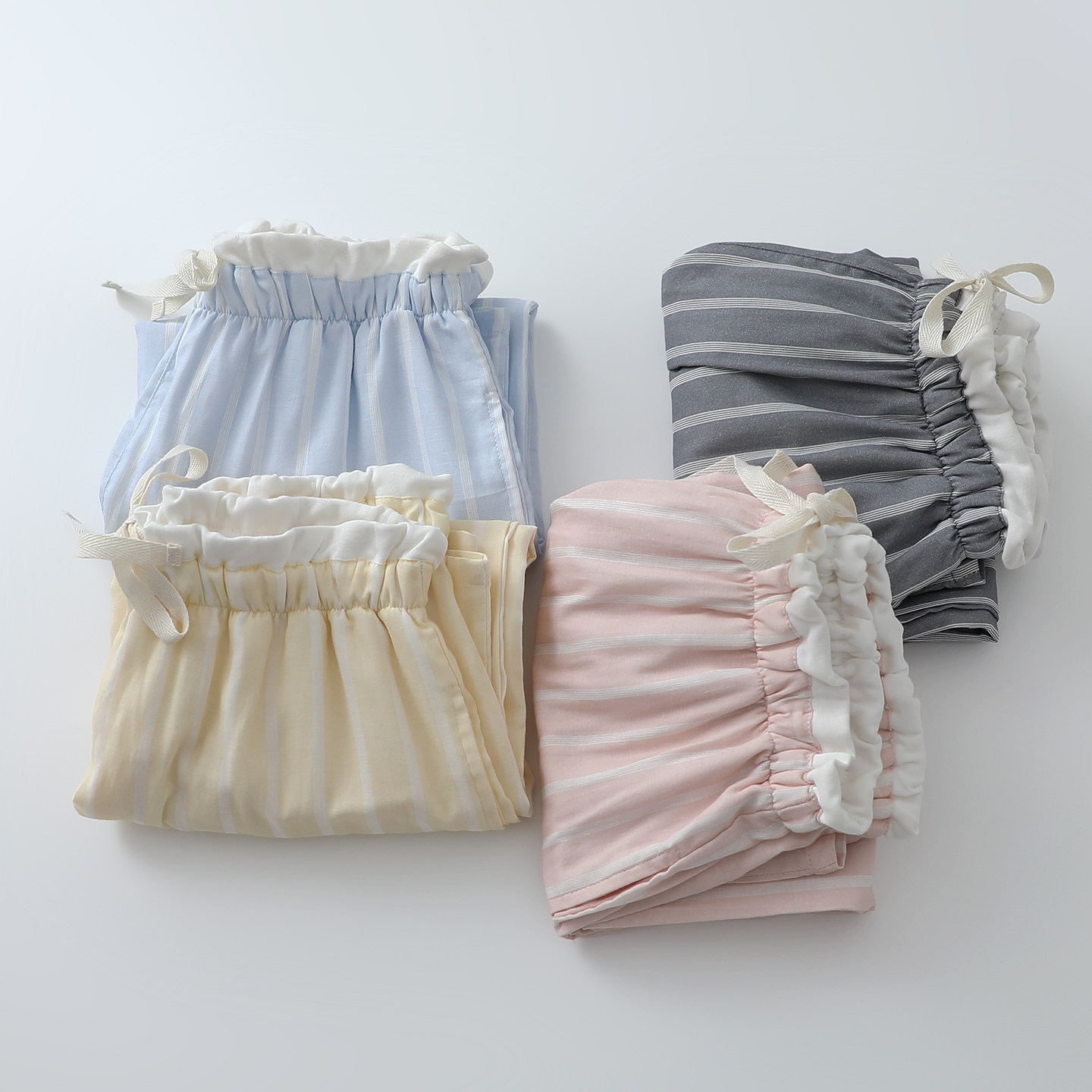 时尚条纹阔腿睡裤女士纯棉纱春夏薄款花苞9分家居长裤休闲沙滩裤,女士内衣/男士内衣/家居服,睡裤/家居裤,淘宝优惠券,粉丝福利购,淘宝优惠卷