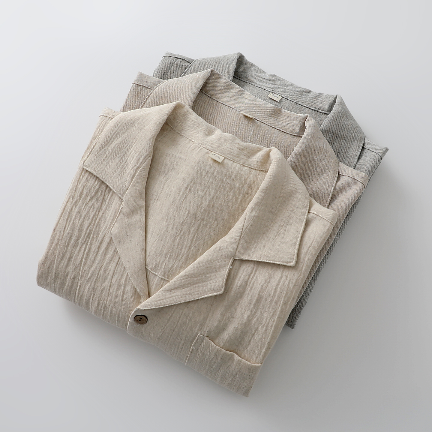 文艺范棉麻睡衣套装男士梭织纯棉薄款长袖长裤家居睡眠服可外穿