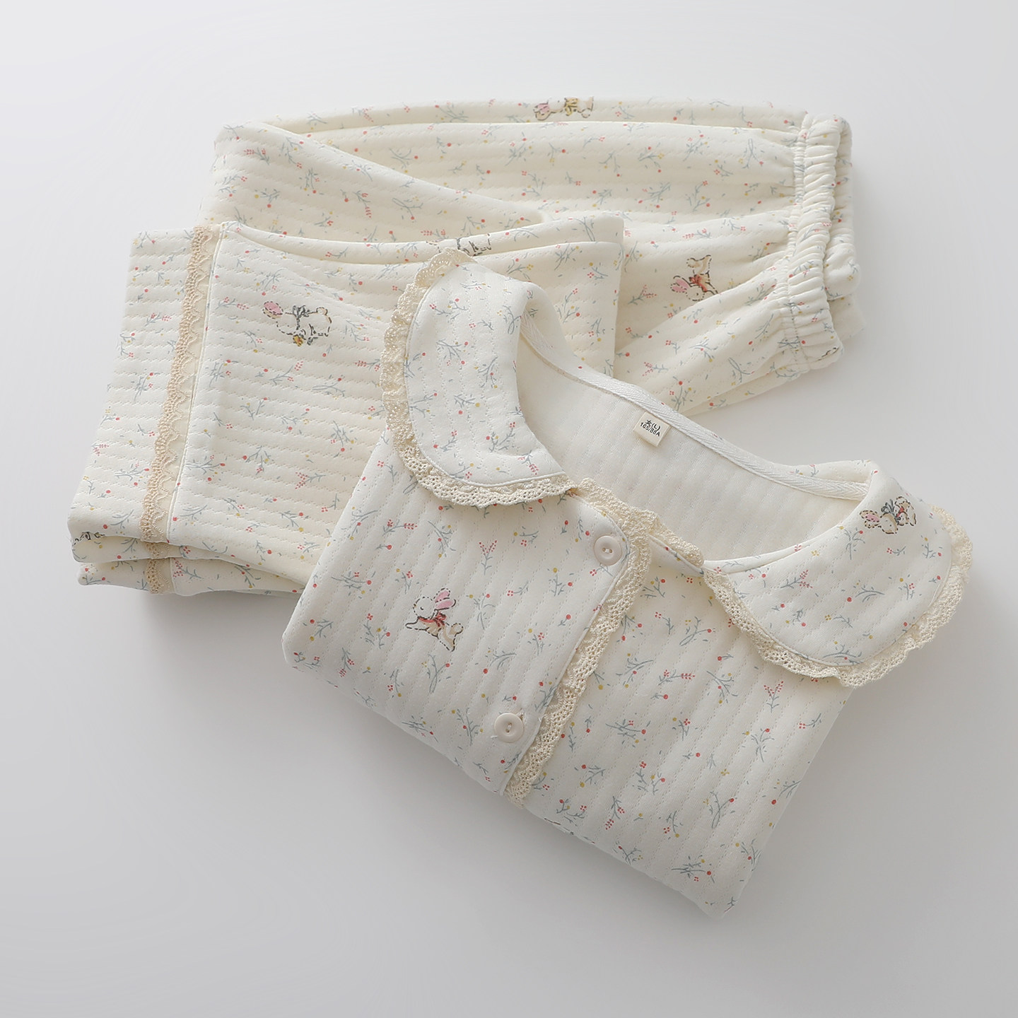 蕾丝娃娃领睡衣套装女生纯棉空气夹棉开衫翻领花边卡通碎花家居服,女士内衣/男士内衣/家居服,睡衣/家居服套装,淘宝优惠券,粉丝福利购,淘宝优惠卷