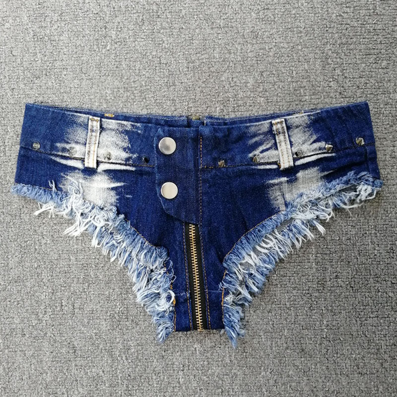 欧美钉珠拉链牛仔短裤女夏新款夜店性感超短裤酒吧毛边齐臀热裤潮