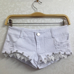 韩版新款破洞薄款白色牛仔超短裤女夏性感低腰紧身显瘦修身热裤潮