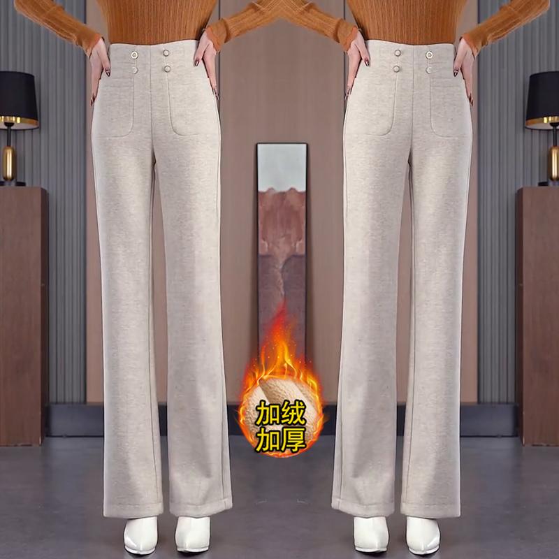 羊毛呢秋冬微喇裤洋气加绒裤子女