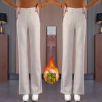 羊毛呢微喇裤子女春季2025新款小个子显瘦休闲保暖加绒加厚喇叭裤