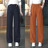 女直筒裤 时尚 2025新款 松紧腰九分裤 秋季 新款 垂感休闲小个子阔腿裤