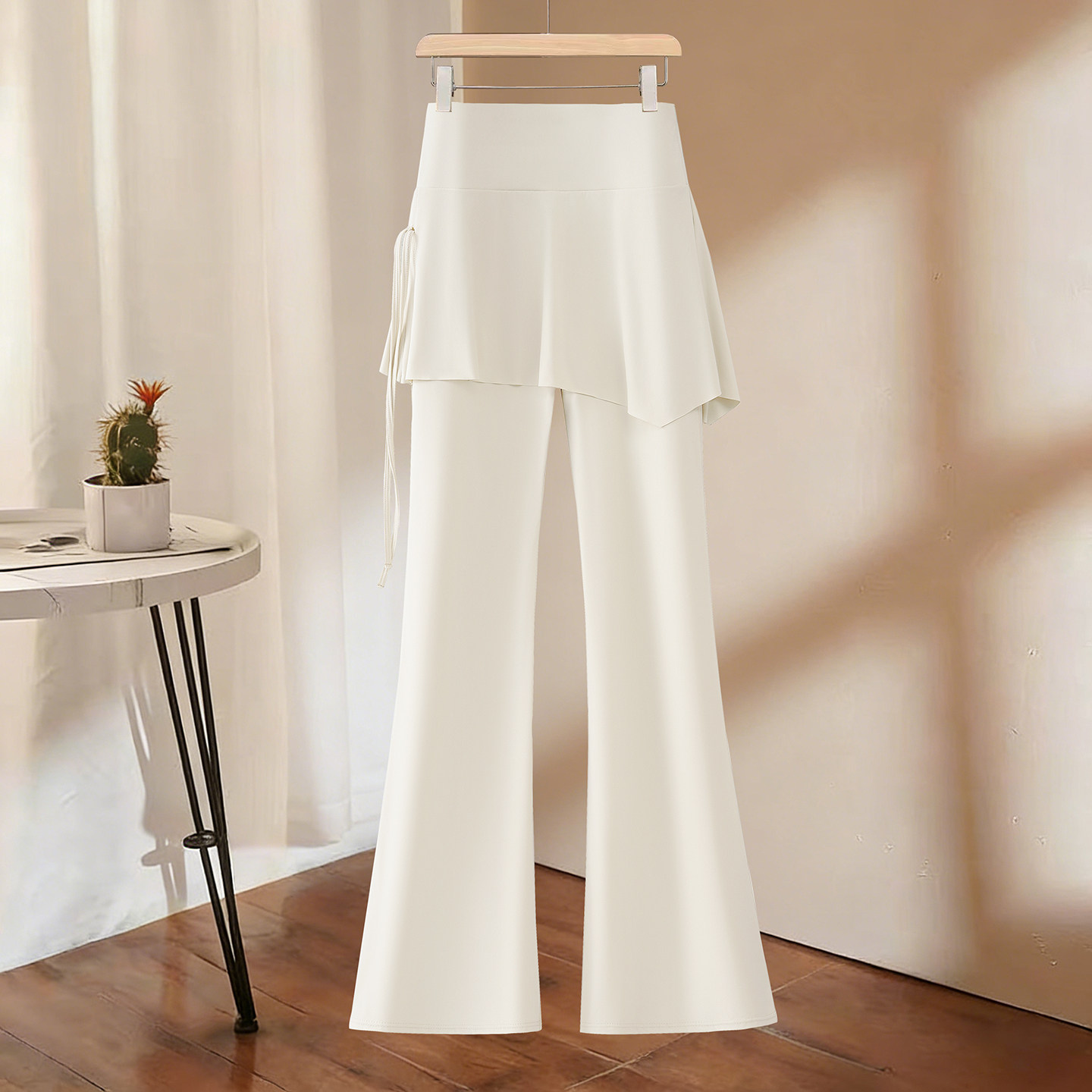 假两件不规则裙摆微喇裤女夏季2026新款高腰防走光冰丝阔腿瑜伽裤