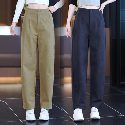 时尚抗皱弯刀裤高腰显瘦休闲裤