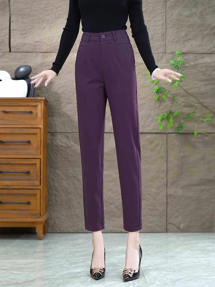 2026秋季新款裤子女九分休闲小脚裤高腰气质显瘦直筒西装哈伦裤女