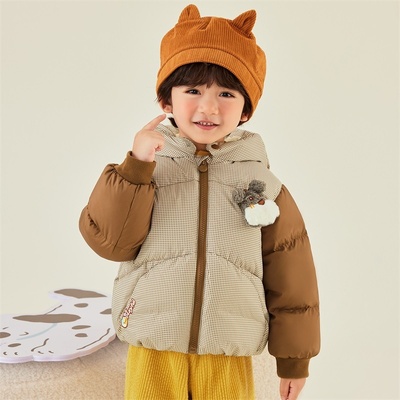 小黄鸭童装男童羽绒服2025冬新款儿童白鸭绒连帽保暖外套大童