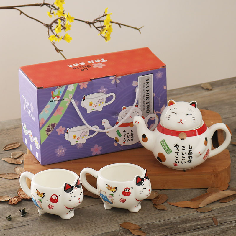 日式可爱猫咪陶瓷茶具套装软萌治愈系花草茶杯伴手礼生日礼物开业图片