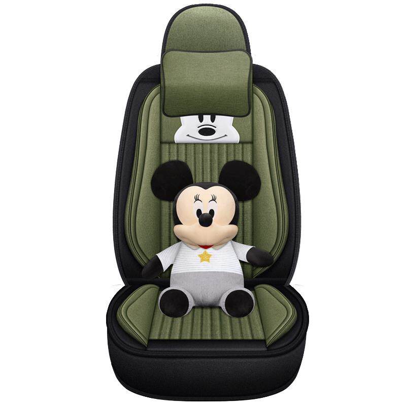 汽车坐垫卡通米奇可爱亚麻奥迪Q3A4全包卡罗拉飞度威驰四季座椅套