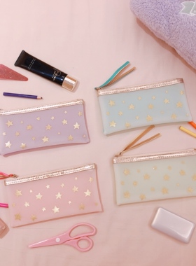 日单 LOFT 少女心 果冻金色五角星流苏笔袋化妆袋收纳袋