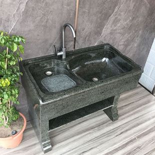 花岗岩洗衣台庭院大理石洗衣池带搓衣板阳台石头水池石材一体台盆