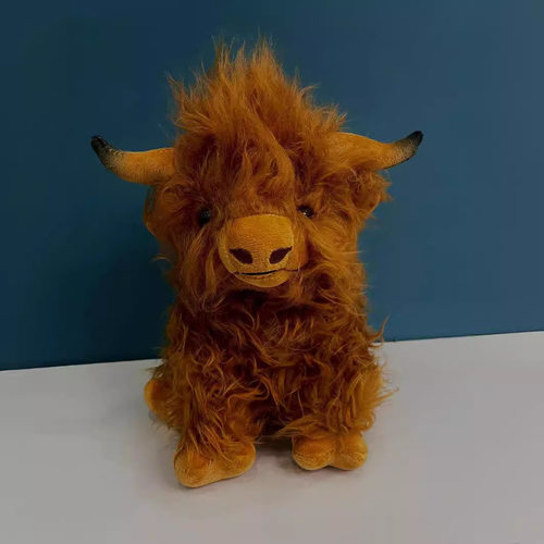 跨境Highland Cow仿真苏格兰高地牛毛绒玩具儿童公仔长毛牦牛批发