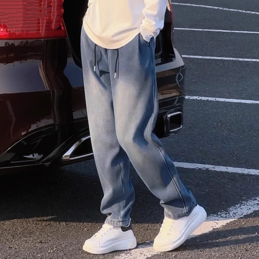 2026春秋季潮流复古阔腿牛仔裤男简约宽松百搭弹力直筒休闲裤学生,男装,牛仔裤,淘宝优惠券,粉丝福利购,淘宝优惠卷