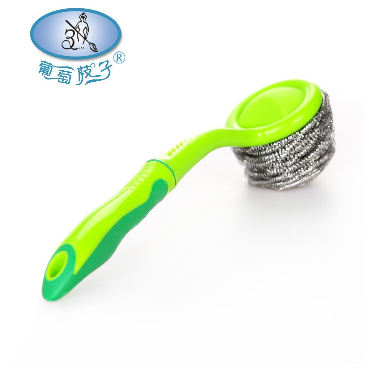 长柄清洁刷子厨房强力去污刷锅不粘油钢丝球带手柄清洗刷子锅刷碗