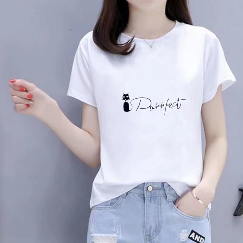 2022年夏季新款白色纯棉t恤女装网红宽松韩版潮牌短袖上衣服