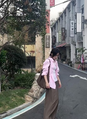 韩系紫色防晒衬衫女冬季薄款正肩宽松长袖衬衣外套独特超好看上衣