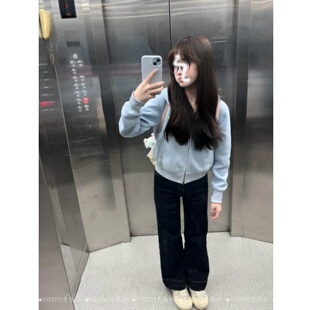 重磅纯棉短款卫衣外套女薄款春秋新款连帽开衫拉链小个子棒球服冬