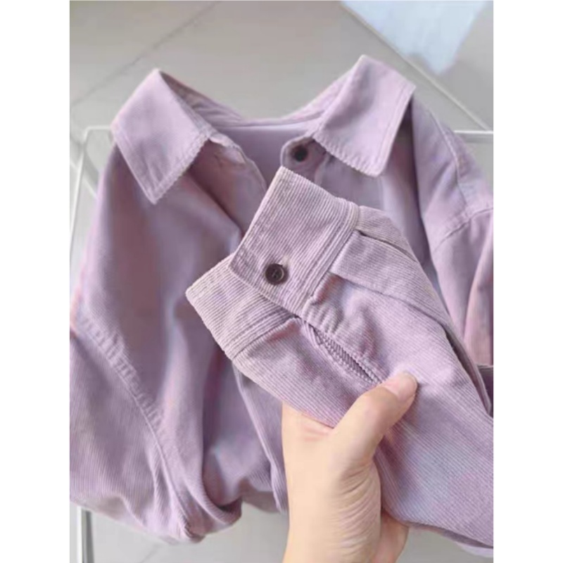 复古港风灯芯绒衬衫女