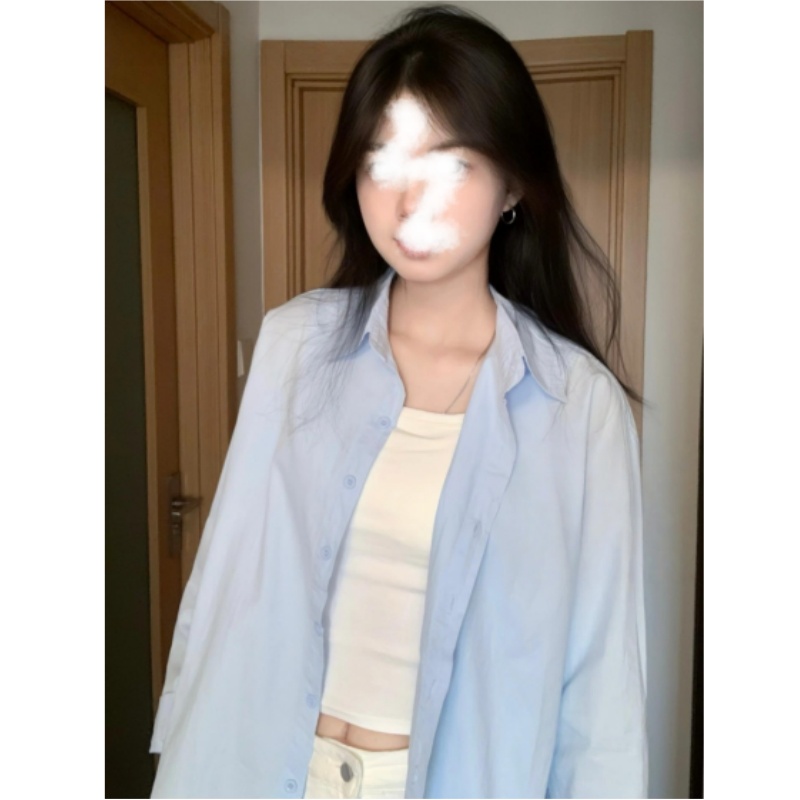 多巴胺蓝色防晒衬衫女2025新款