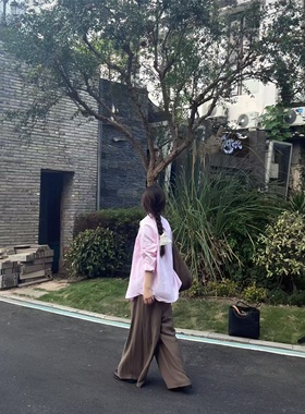 韩系紫色防晒衬衫女冬季薄款正肩宽松长袖衬衣外套独特超好看上衣