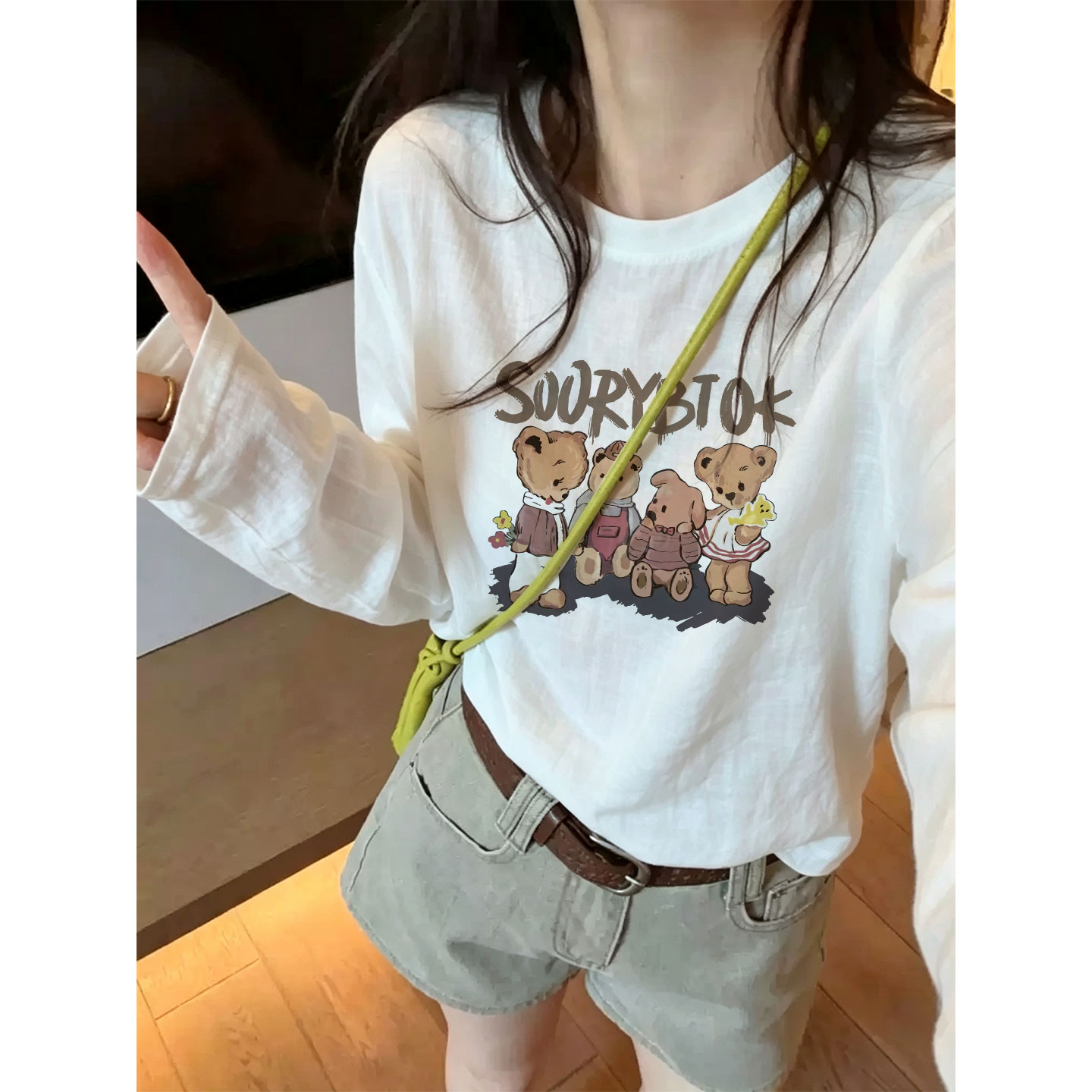 白色纯棉长袖t恤女装2026新款早秋季穿搭打底衫ins韩式设计感上衣图片